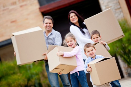Packed boxes and furniture ready for house removals
